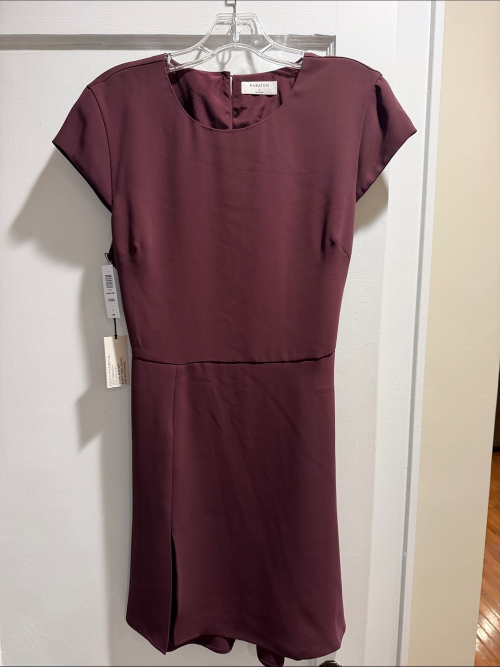 Babaton Plum Cap-Sleeve Sheath Dress
